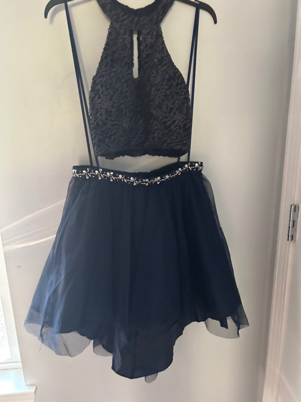 My Michelle Blue Two-Piece Embellished Prom Dress